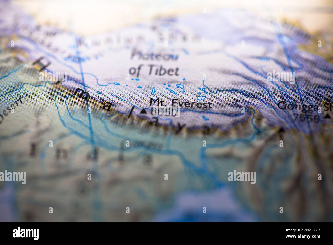 Map Of Mount Everest Hi Res Stock Photography And Images Alamy Shallow Depth Of Field Focus On Geographical Map Location Of Mount Everest In Nepal In Asia Continent On Atlas 2BMFK7D 