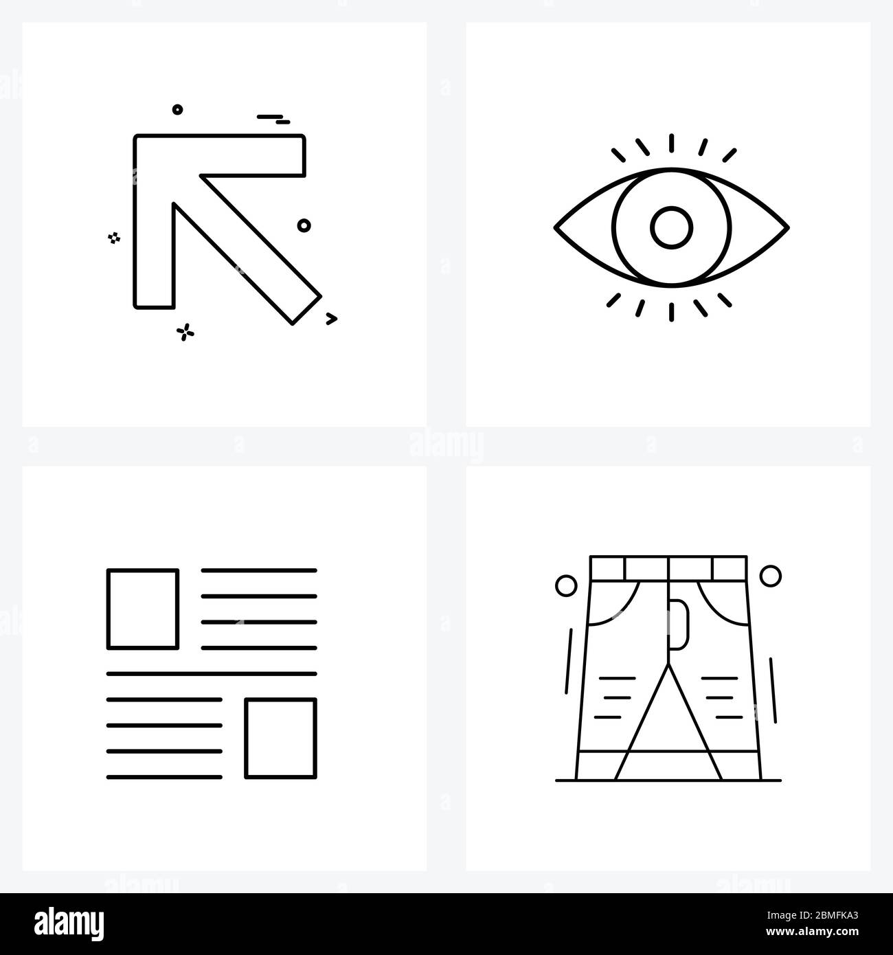 Mobile UI Line Icon Set of 4 Modern Pictograms of arrow, format, left ...