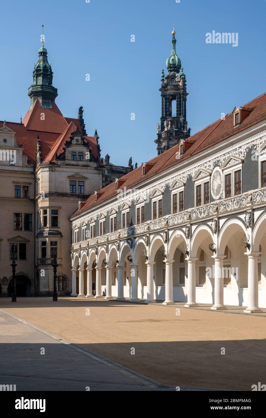 Dresden, Stallhof, rechts der Lange Gang Stock Photo