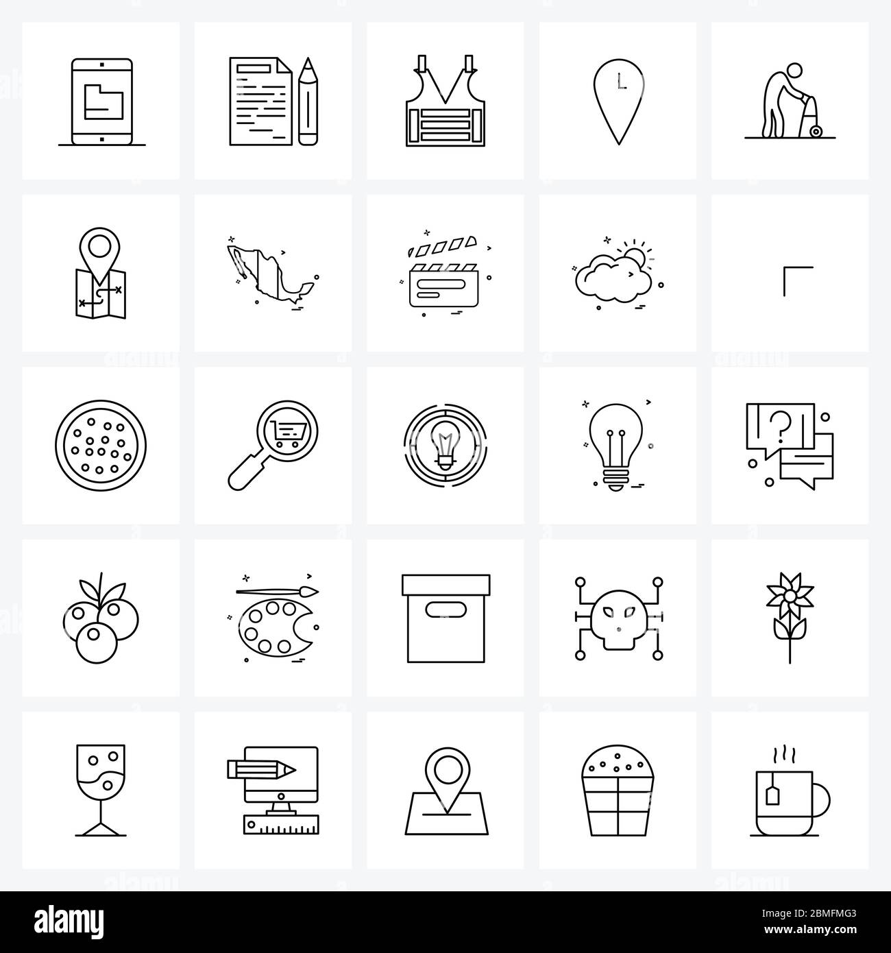 Set of 25 UI Icons and symbols for paralyzed, watch, sign, map, plate ...