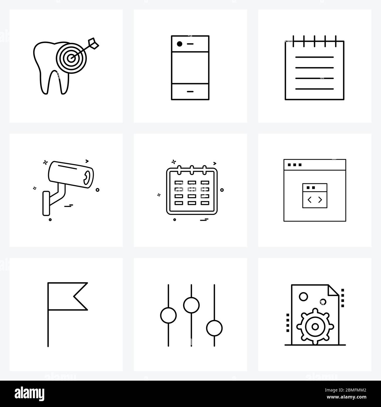 Universal Symbols Of 9 Modern Line Icons Of Date Calendar Date