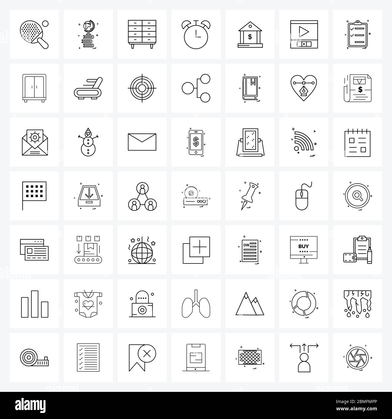 Set of 49 Modern Line Icons of watch, stopwatch, science, clock, keep ...