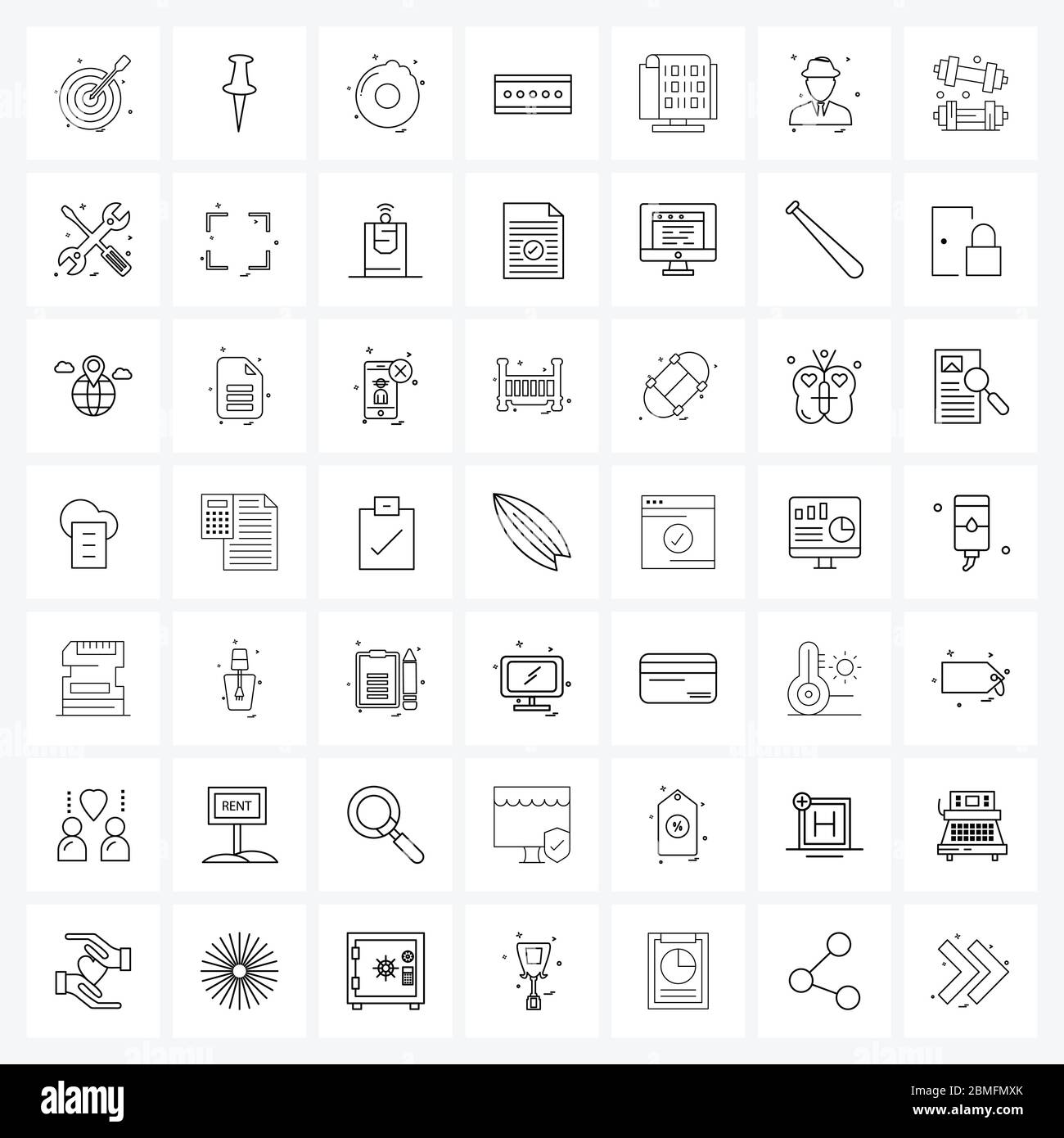 Set of 49 Simple Line Icons of coding, screen, meal, outlet, Italian ...