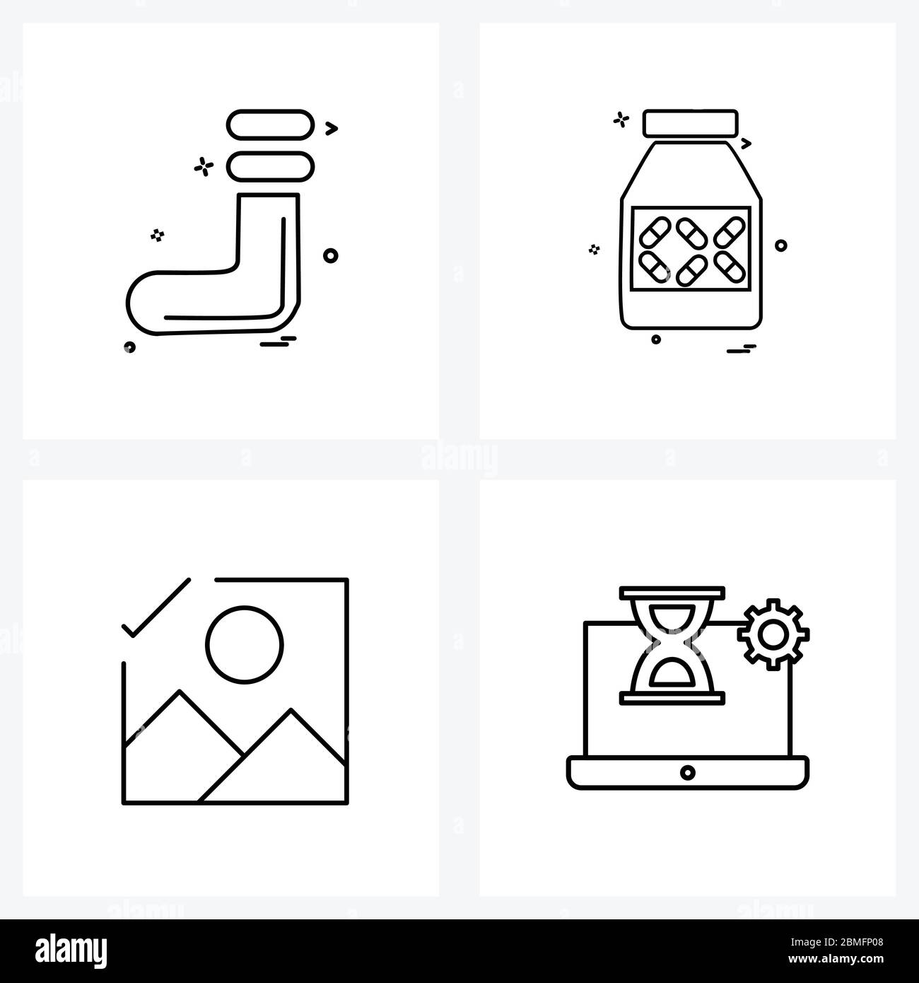 Stock Vector Icon Set of 4 Line Symbols for socks, photo, garments ...