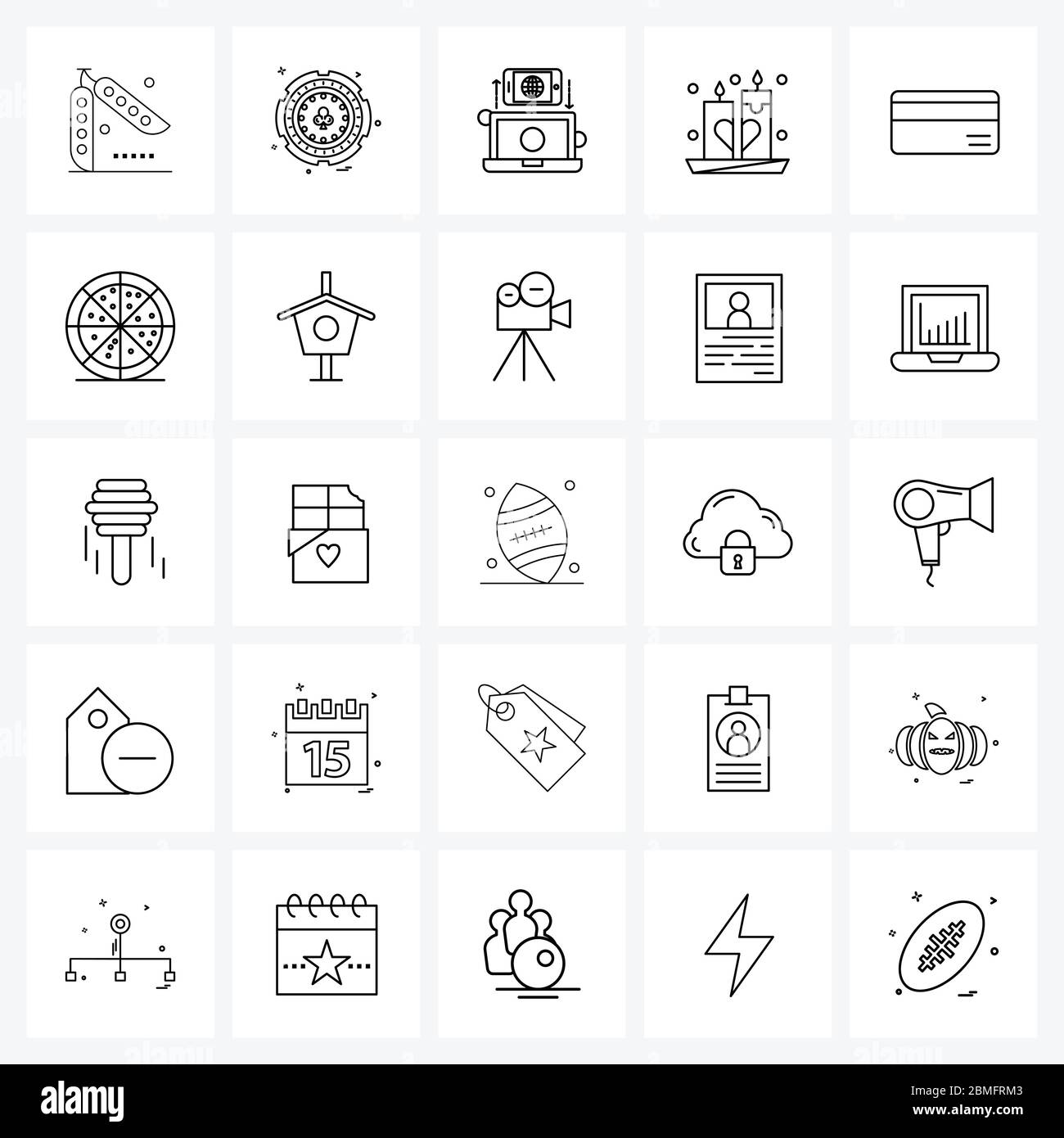25 Editable Vector Line Icons and Modern Symbols of banking, card, computer setting, heart, valentine Vector Illustration Stock Vector