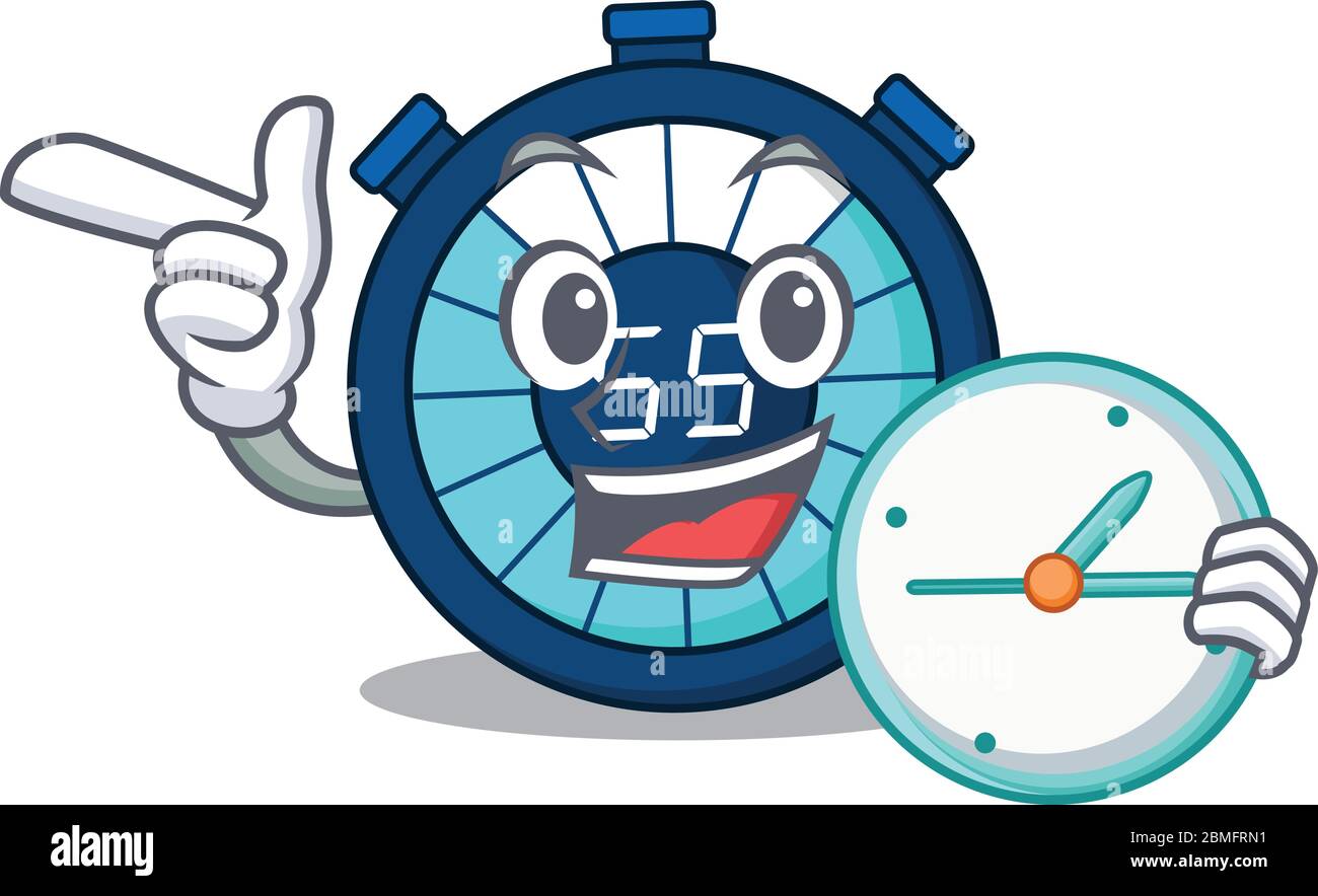 Hourglass mascot design concept smiling with clock Stock Vector