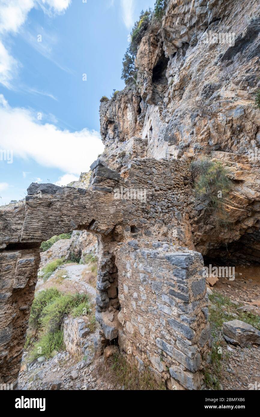 Afkule Monastery in Kayakoy, Fethiye, Mugla, Turkey. Stock Photo