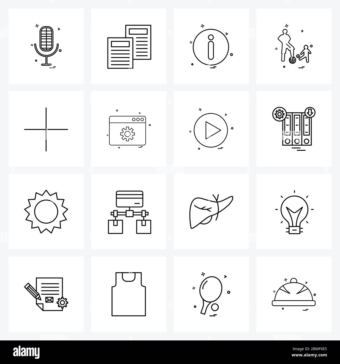 Simple Set of 16 Line Icons such as addition, football, info, football, sports Vector Illustration Stock Vector