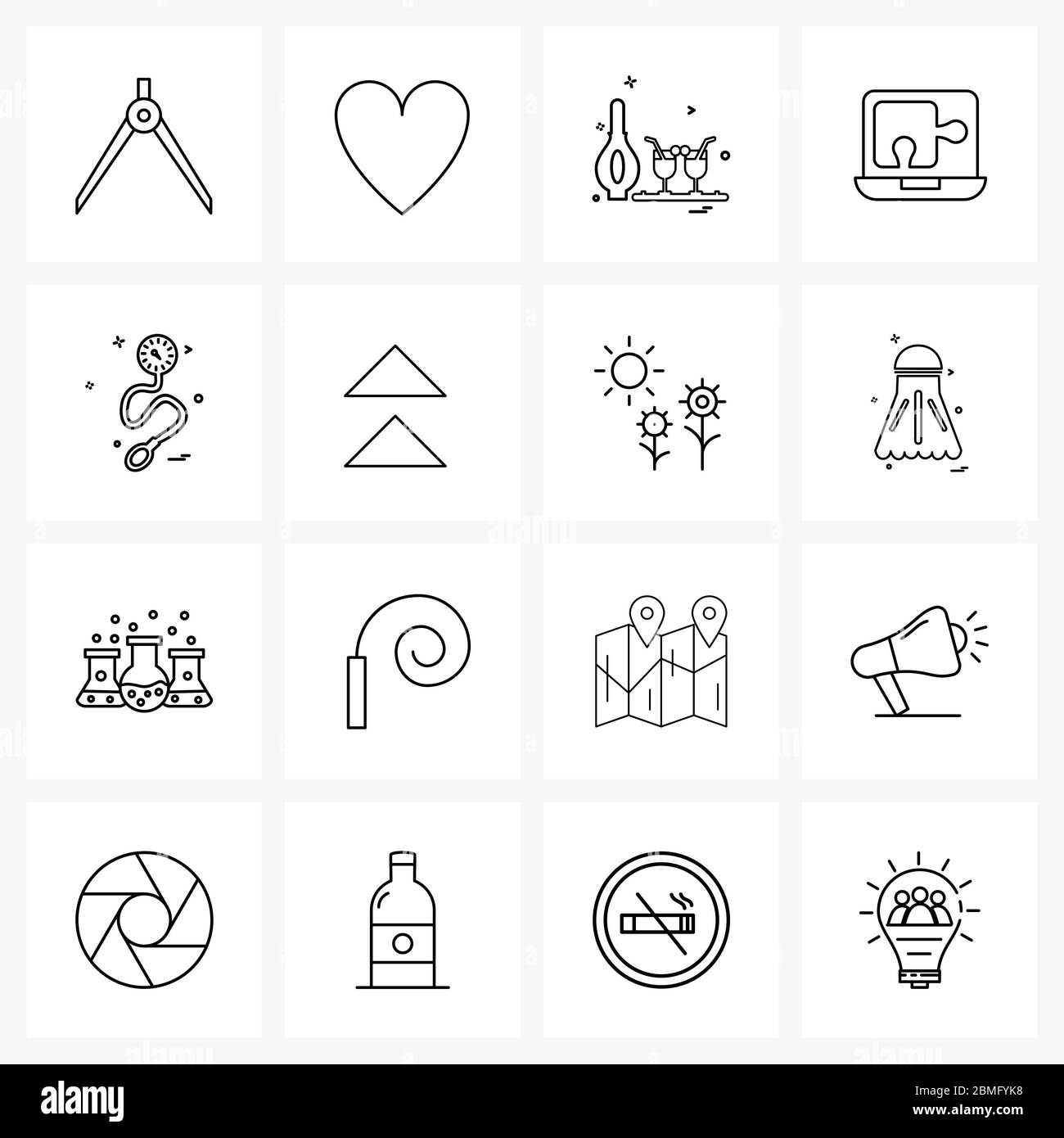 Universal Symbols of 16 Modern Line Icons of medical, online quiz, glass,  learning, education Vector Illustration Stock Vector Image & Art - Alamy