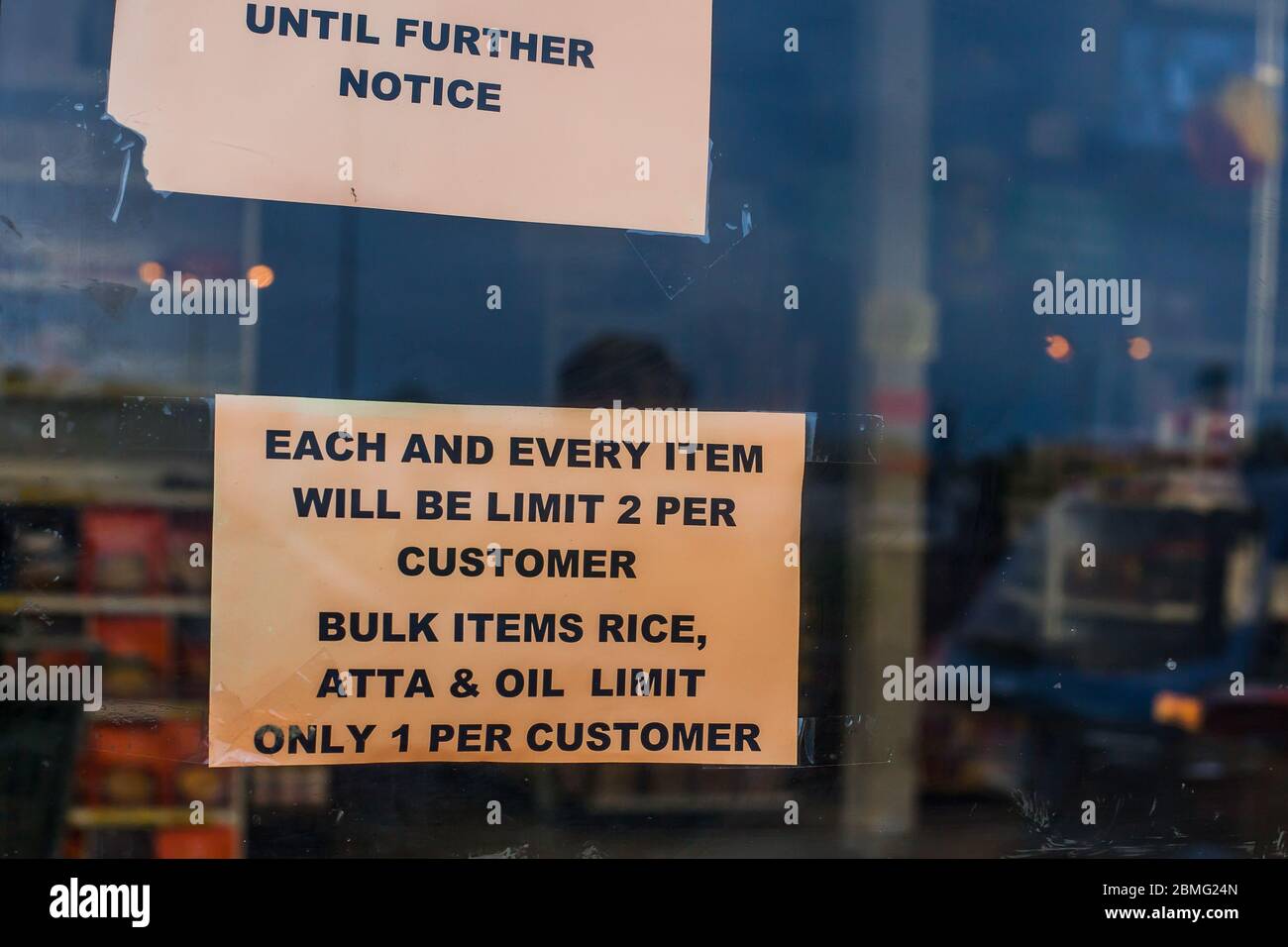 NORWALK, CT, USA MAY 8, 2020 Informative sign on Patel Brothers