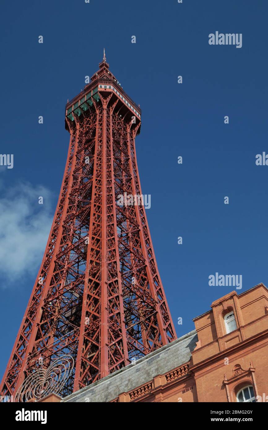 Vertical shot of the Blackpool Tower, Blackpool Lancashire England UK Stock Photo