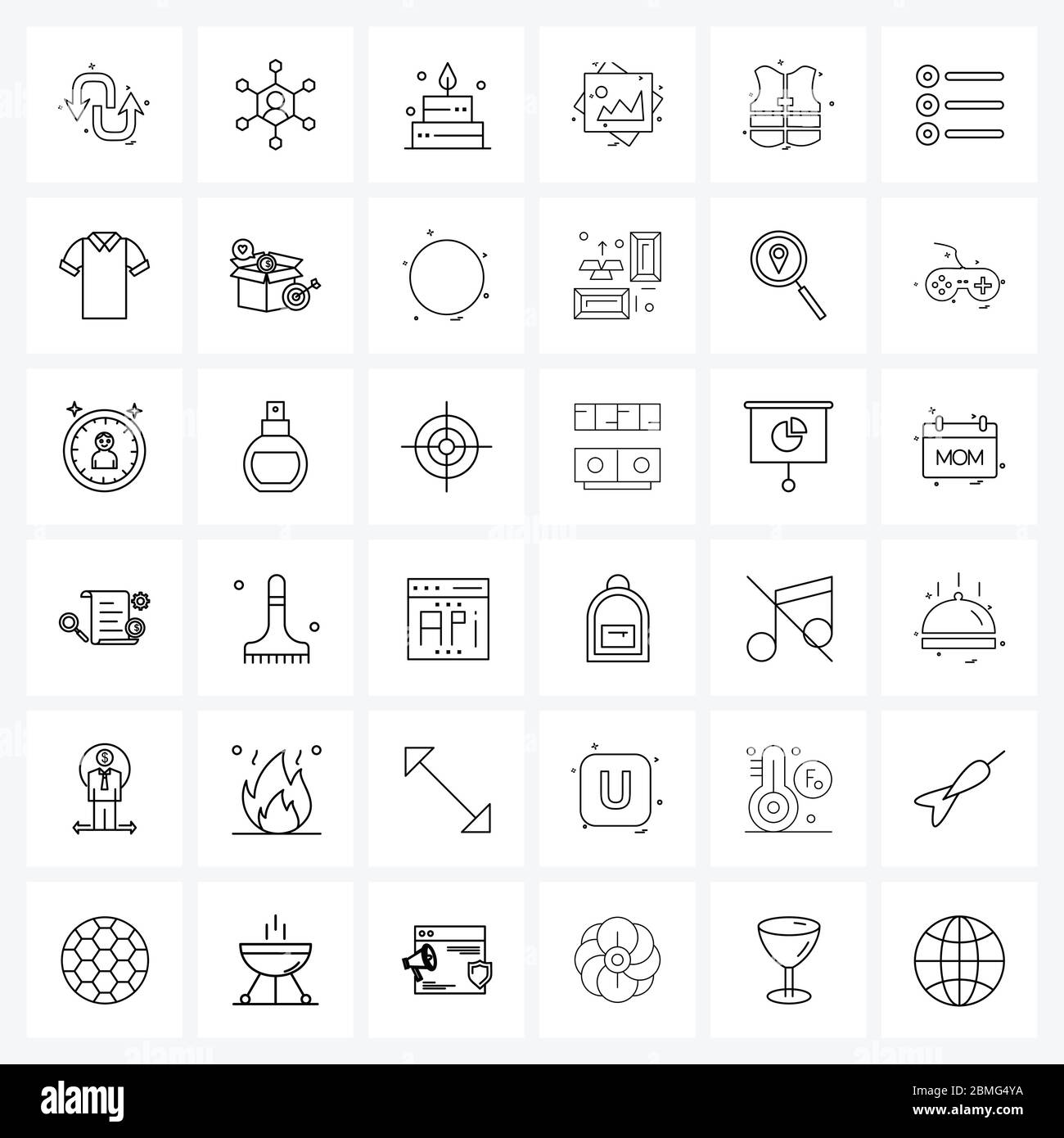 Universal Symbols of 36 Modern Line Icons of life jacket, image, birthday,  jpg, business Vector Illustration Stock Vector Image & Art - Alamy