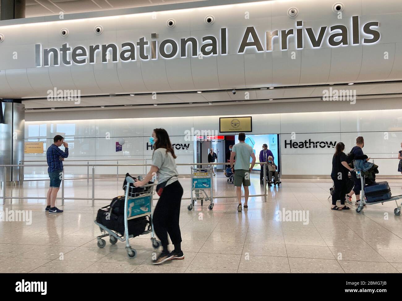 People in Terminal 2 arrivals at London Heathrow, Airport Operators Association (AOA) chief executive Karen Dee said she has not received any details yet about a mandatory 14-day quarantine for all travellers into the UK. Stock Photo