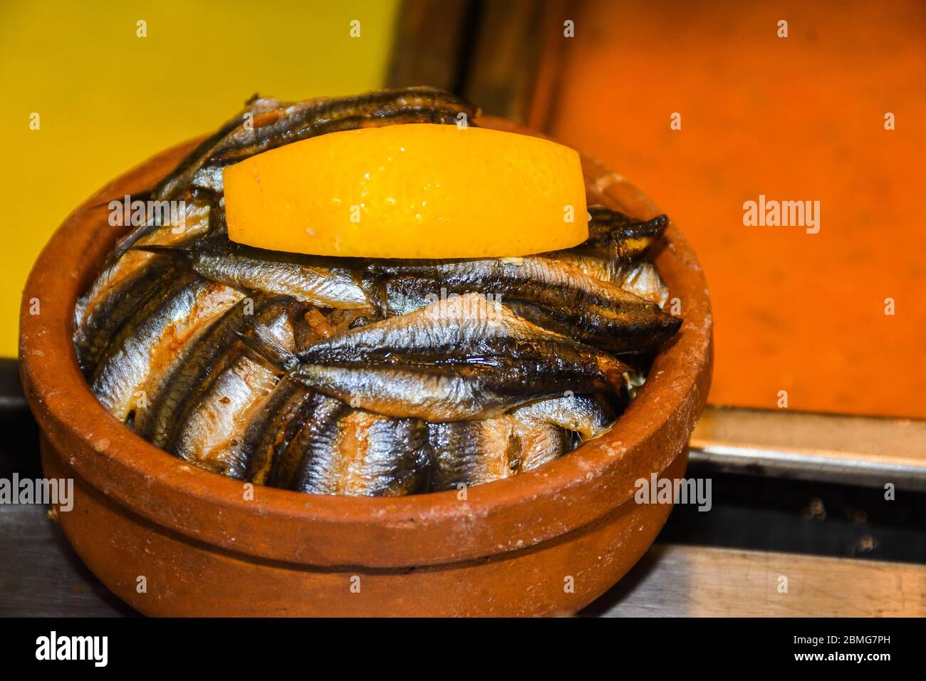 Marinated fresh sardines in a bowl with lemon Stock Photo Alamy