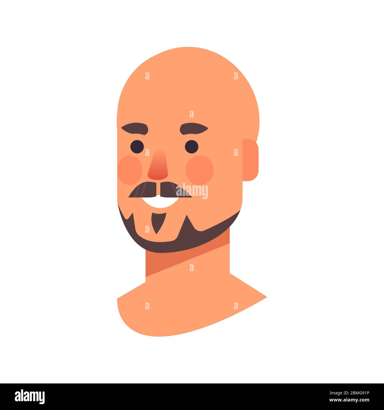 smiling bald man head avatar beautiful human face male cartoon character portrait vector illustration Stock Vector