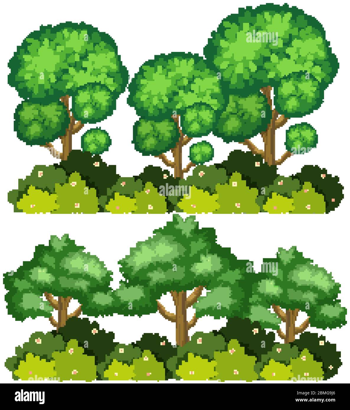 Two set of big trees on white background illustration Stock Vector ...