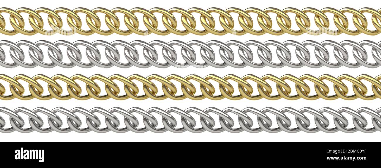 Seamless curb chains isolated on white background 3D illustration Stock ...