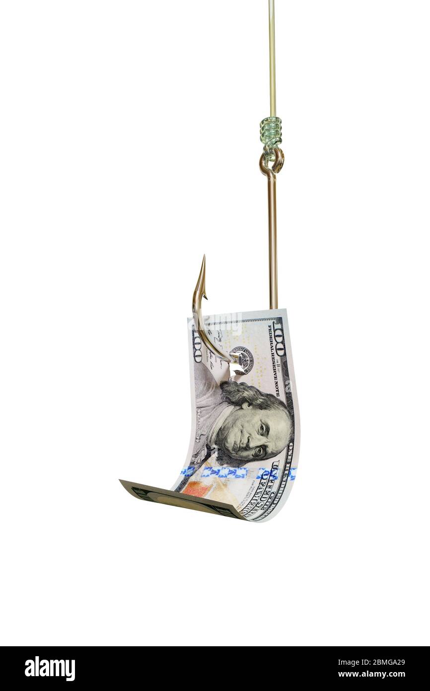 Dollar bill on fishing hook 3D illustration Stock Photo Alamy