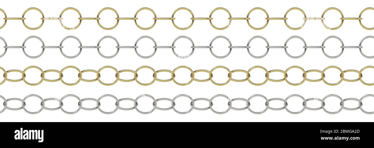 Seamless curb chains isolated on white background 3D illustration Stock ...