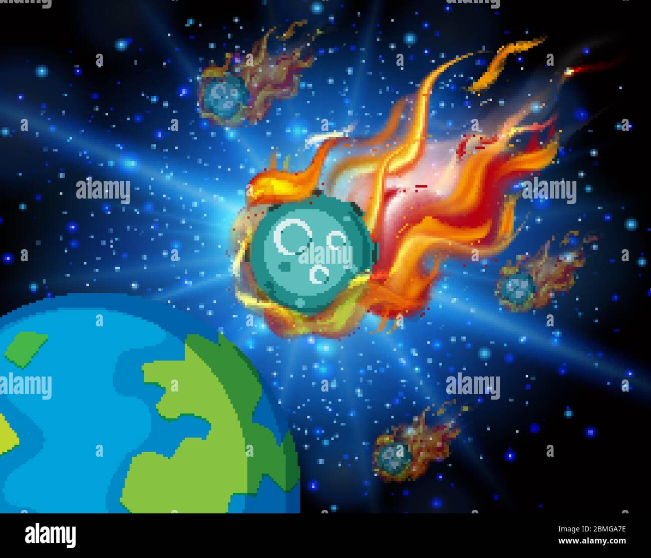 Background scene with asteroid flying in the space illustration Stock ...