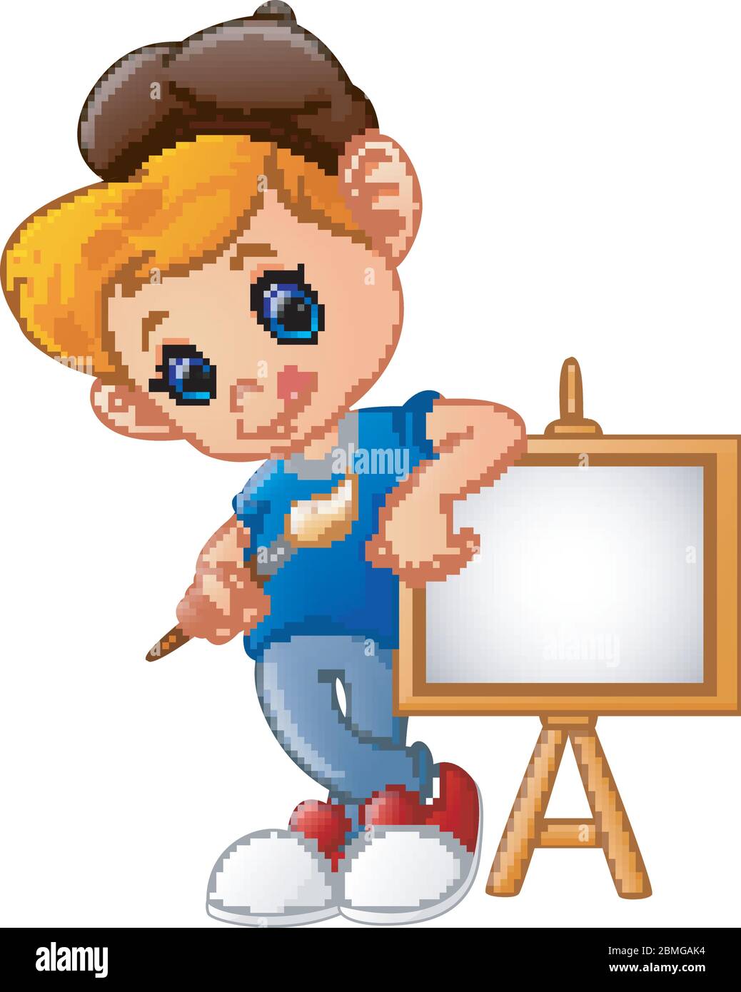 Cartoon boy holding paint brush Stock Vector Image & Art - Alamy
