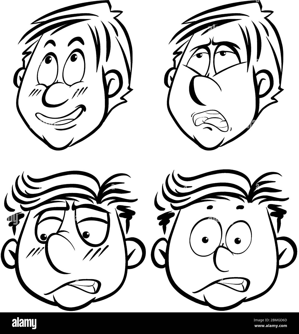 Human faces with different facial expressions illustration Stock Vector