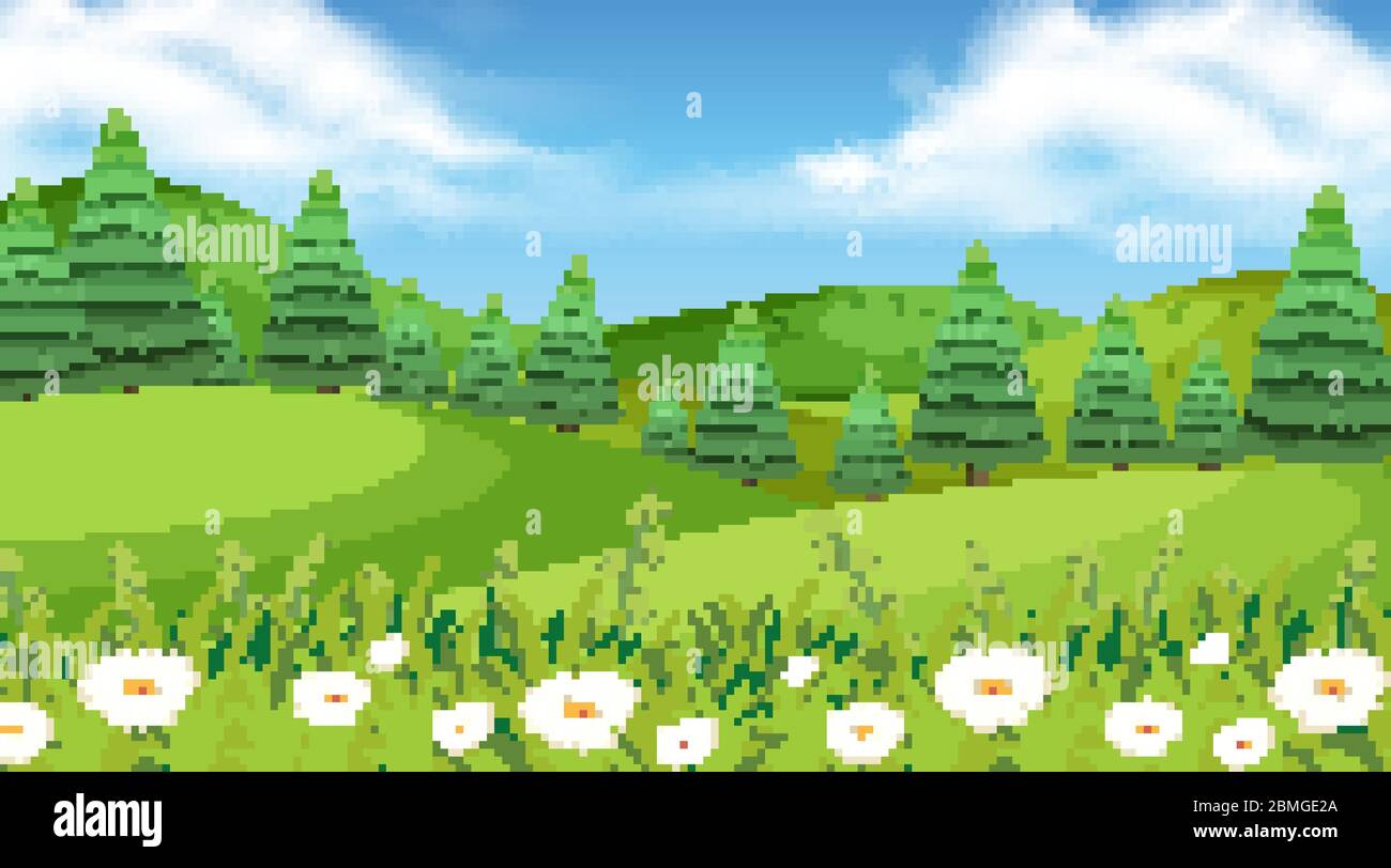 Background scene with many trees in the park illustration Stock Vector ...