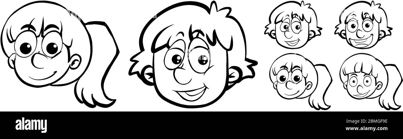 Human faces with different facial expressions illustration Stock Vector ...