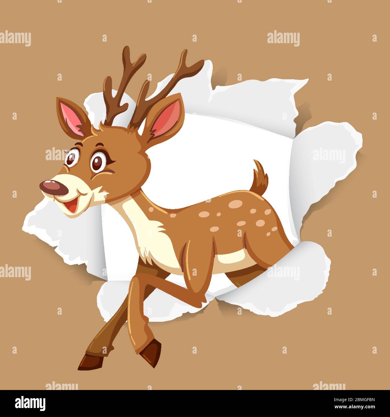 Background template design with wild deer on brown paper illustration ...