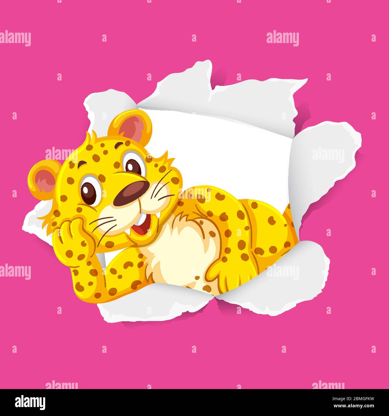 Background template design with wild tiger on pink paper illustration ...