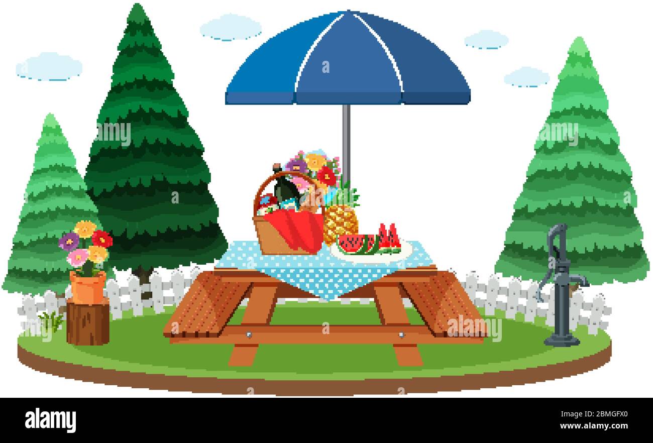 Picnic table in nature Cut Out Stock Images & Pictures - Alamy
