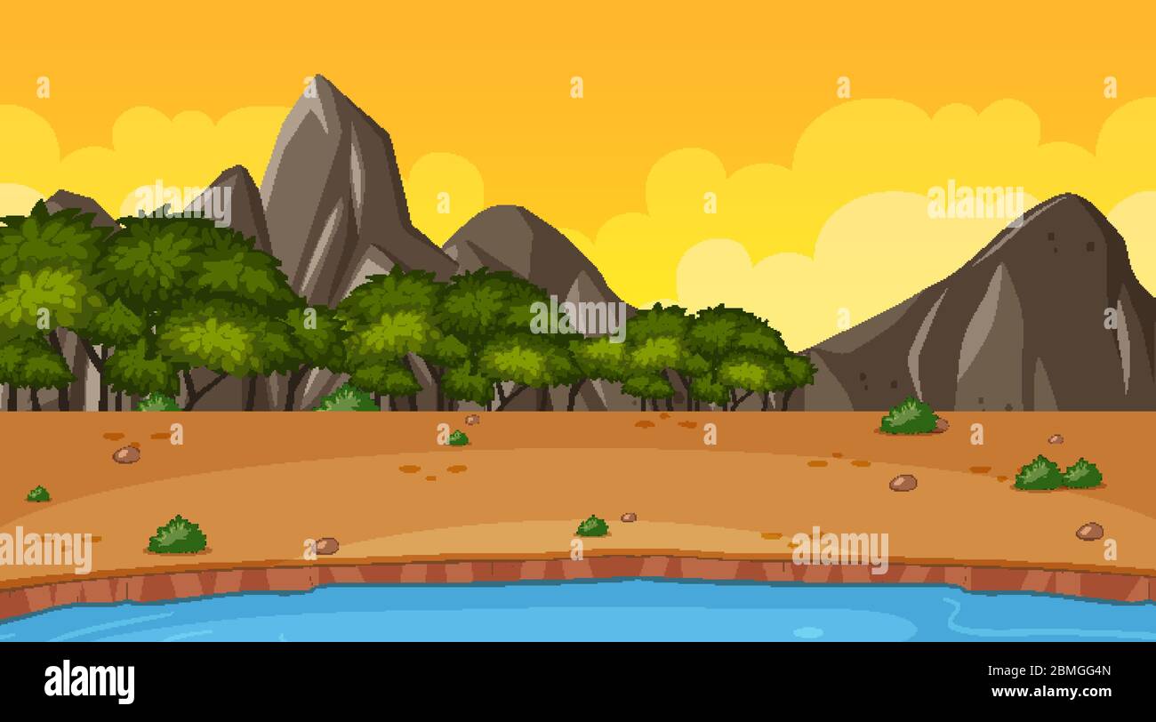 Background scene with many trees in the park illustration Stock Vector ...