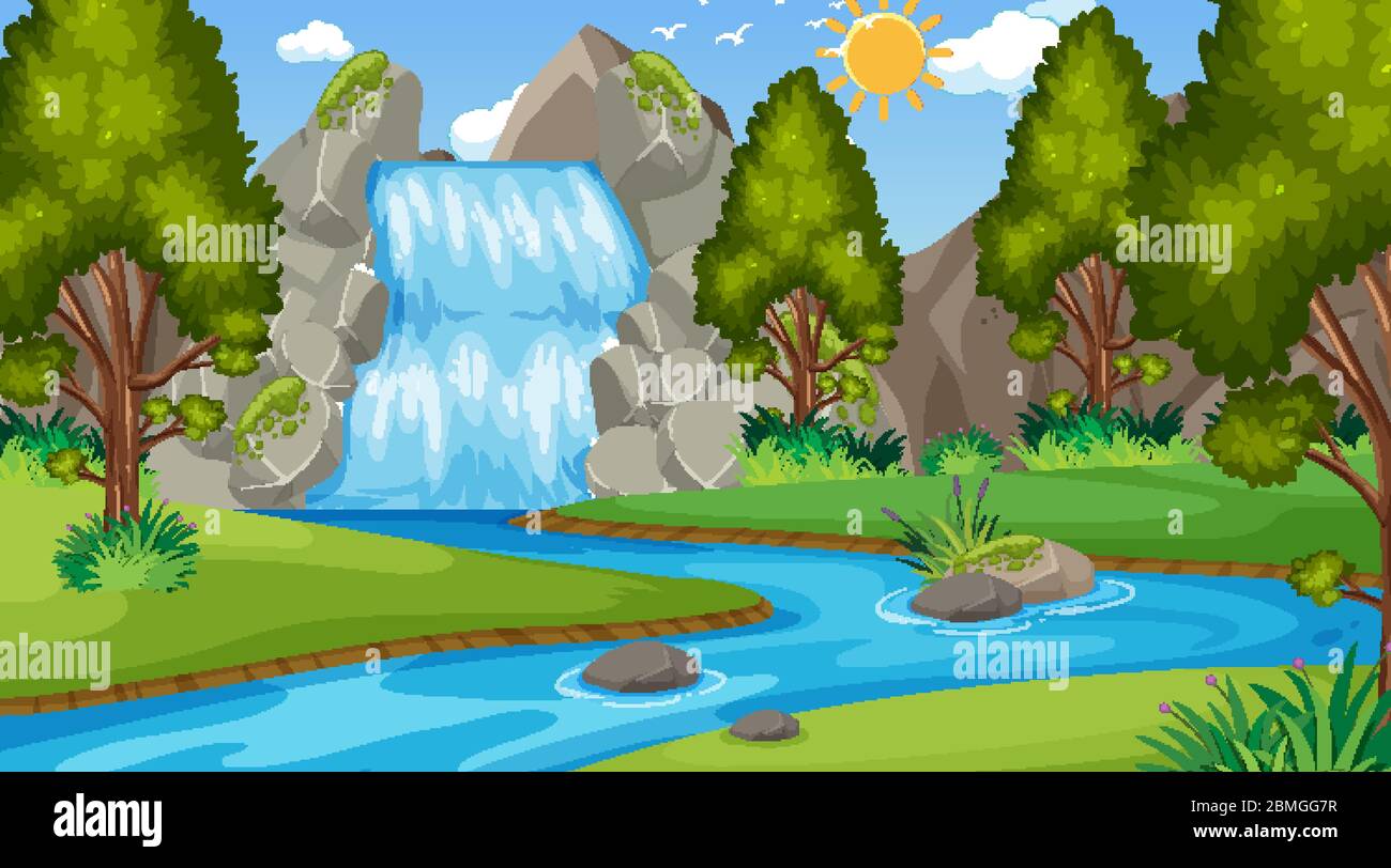 Background scene with many trees in the park illustration Stock Vector ...