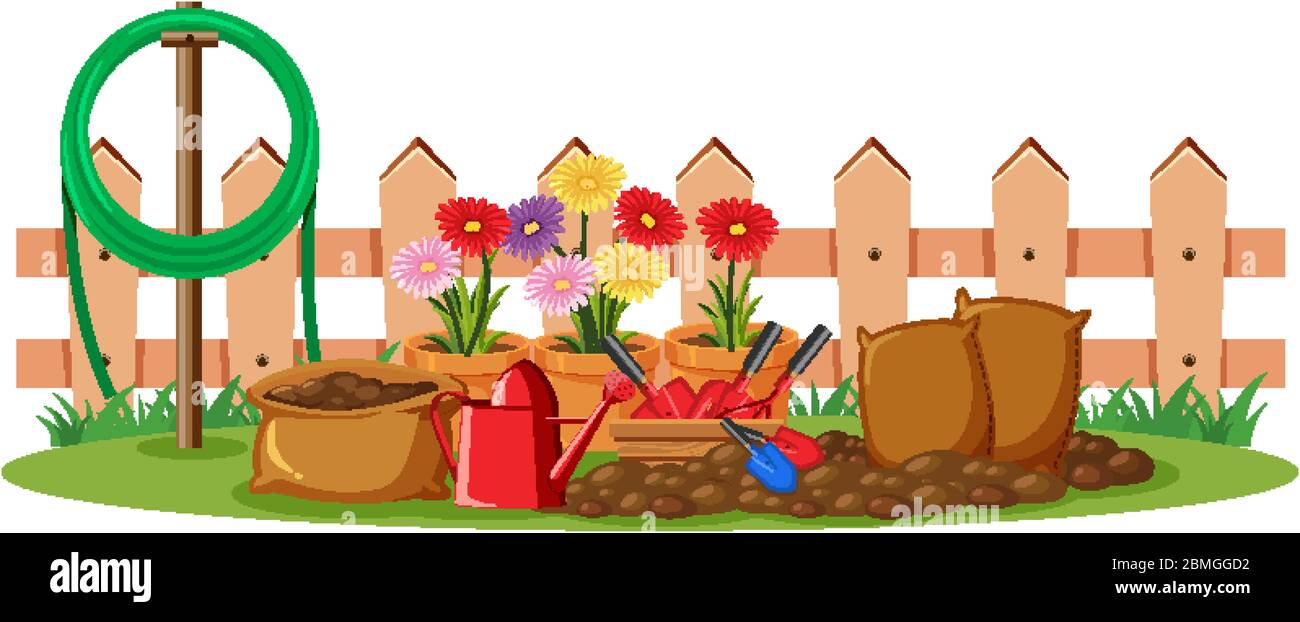 Scene with colorful flowers in the garden illustration Stock Vector ...