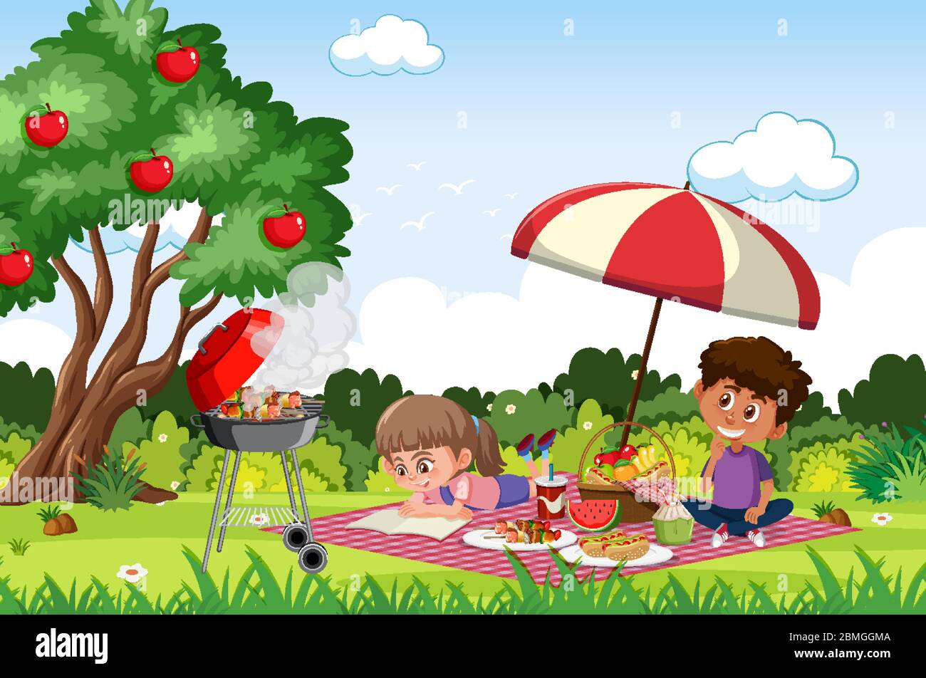 Scene with happy children in the park illustration Stock Vector Image ...