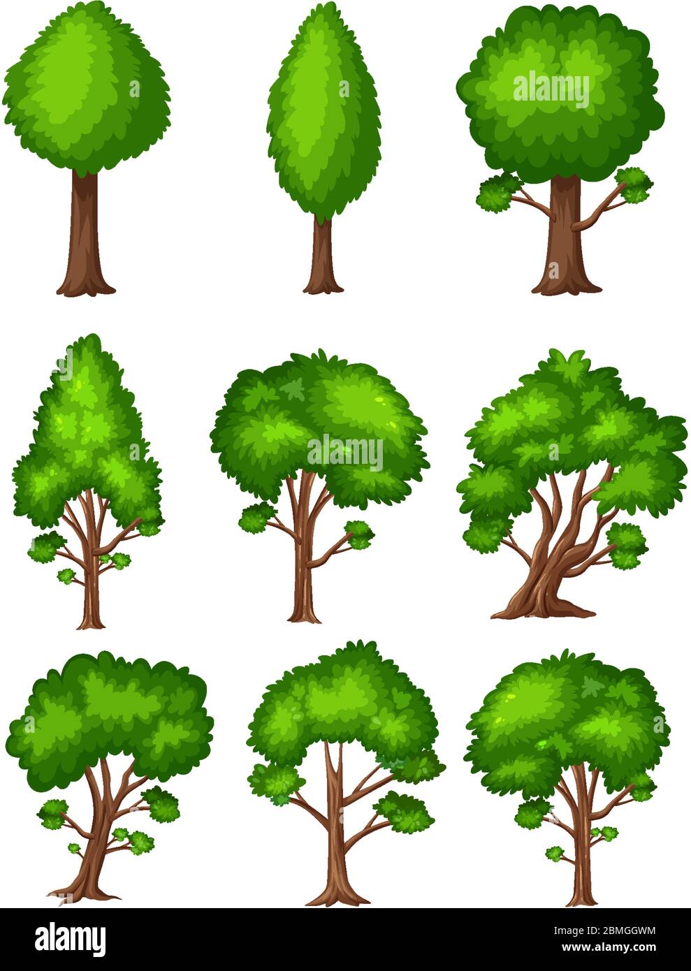 Big green trees on white background illustration Stock Vector Image ...