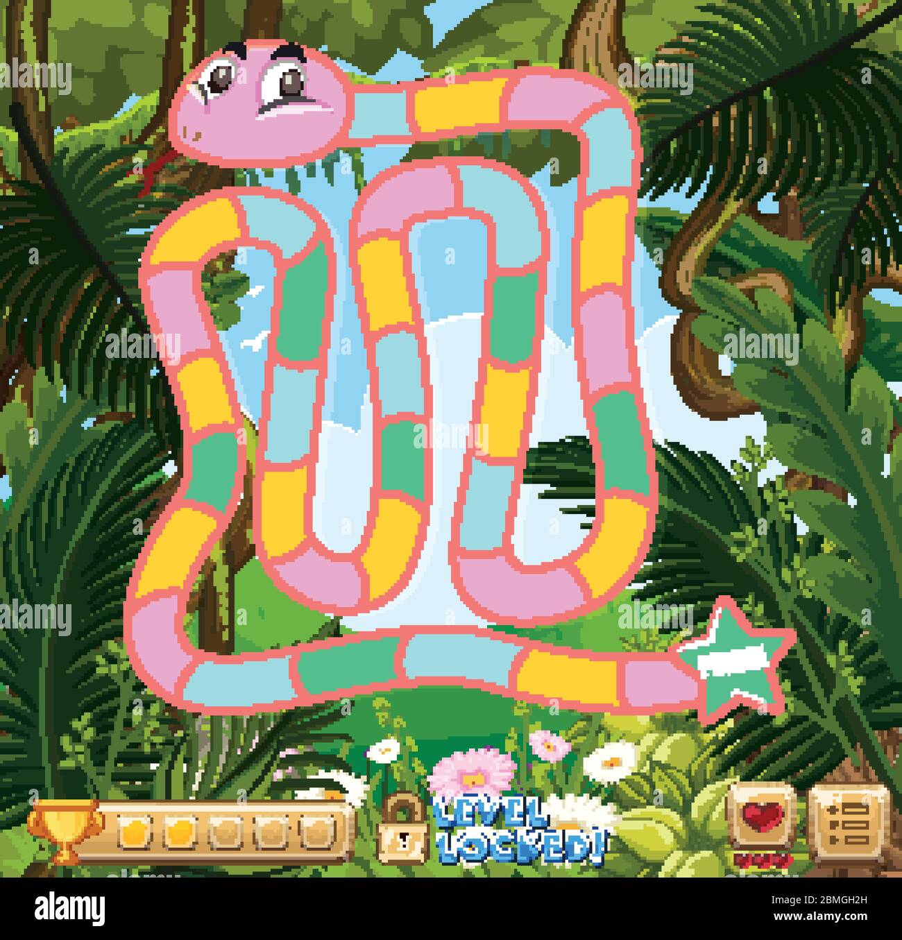 Boardgame template with green forest background illustration Stock ...