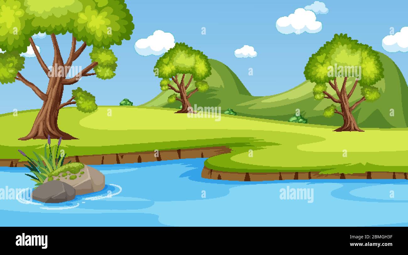 Background scene with many trees in the park illustration Stock Vector ...