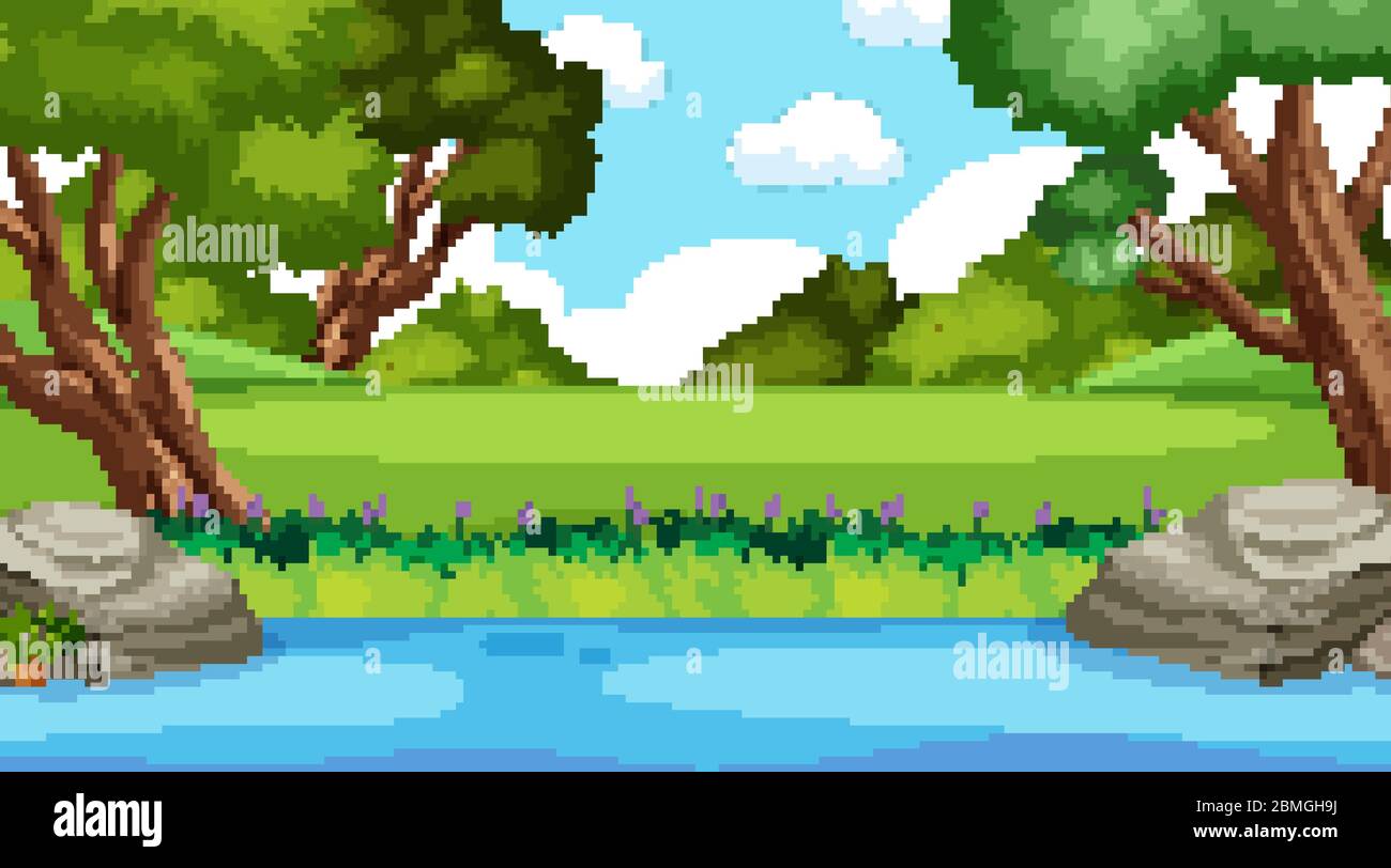 Background scene with many trees in the park illustration Stock Vector ...