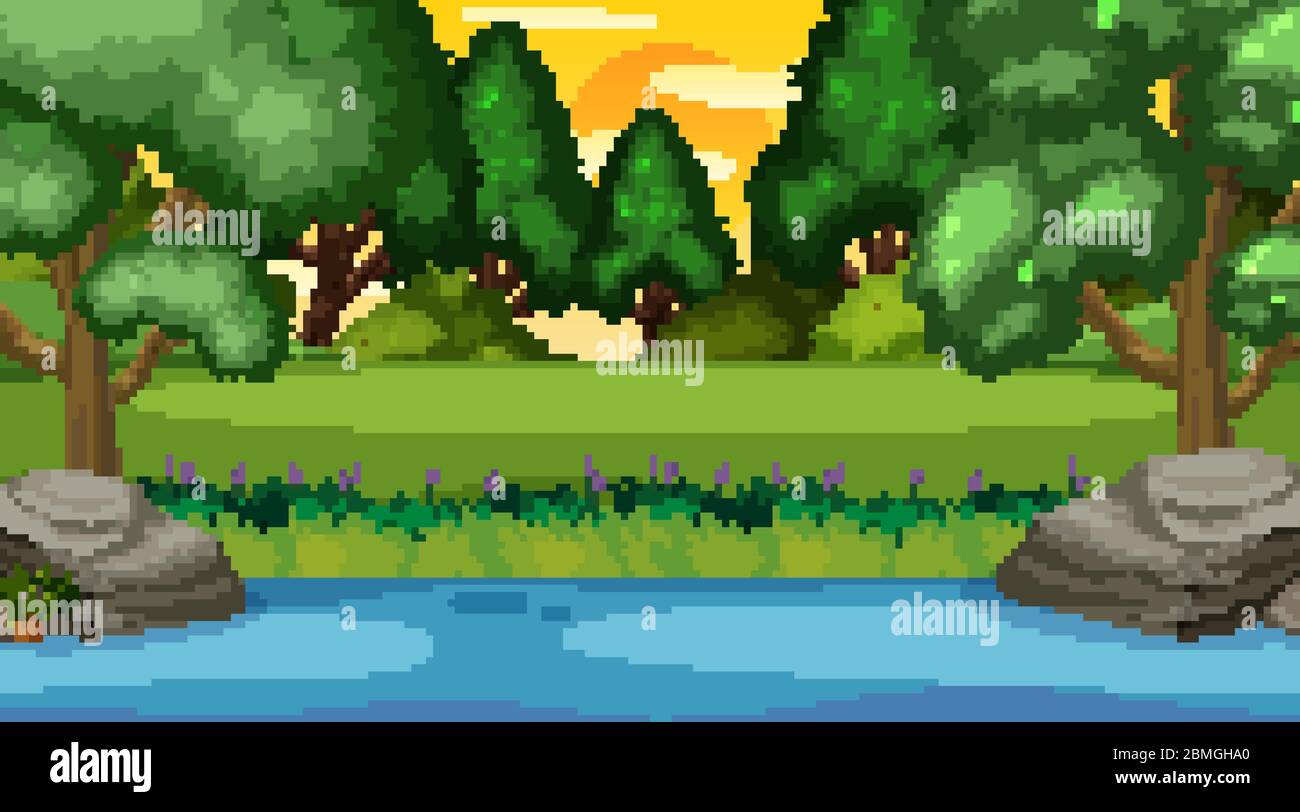Background scene with many trees in the park illustration Stock Vector ...