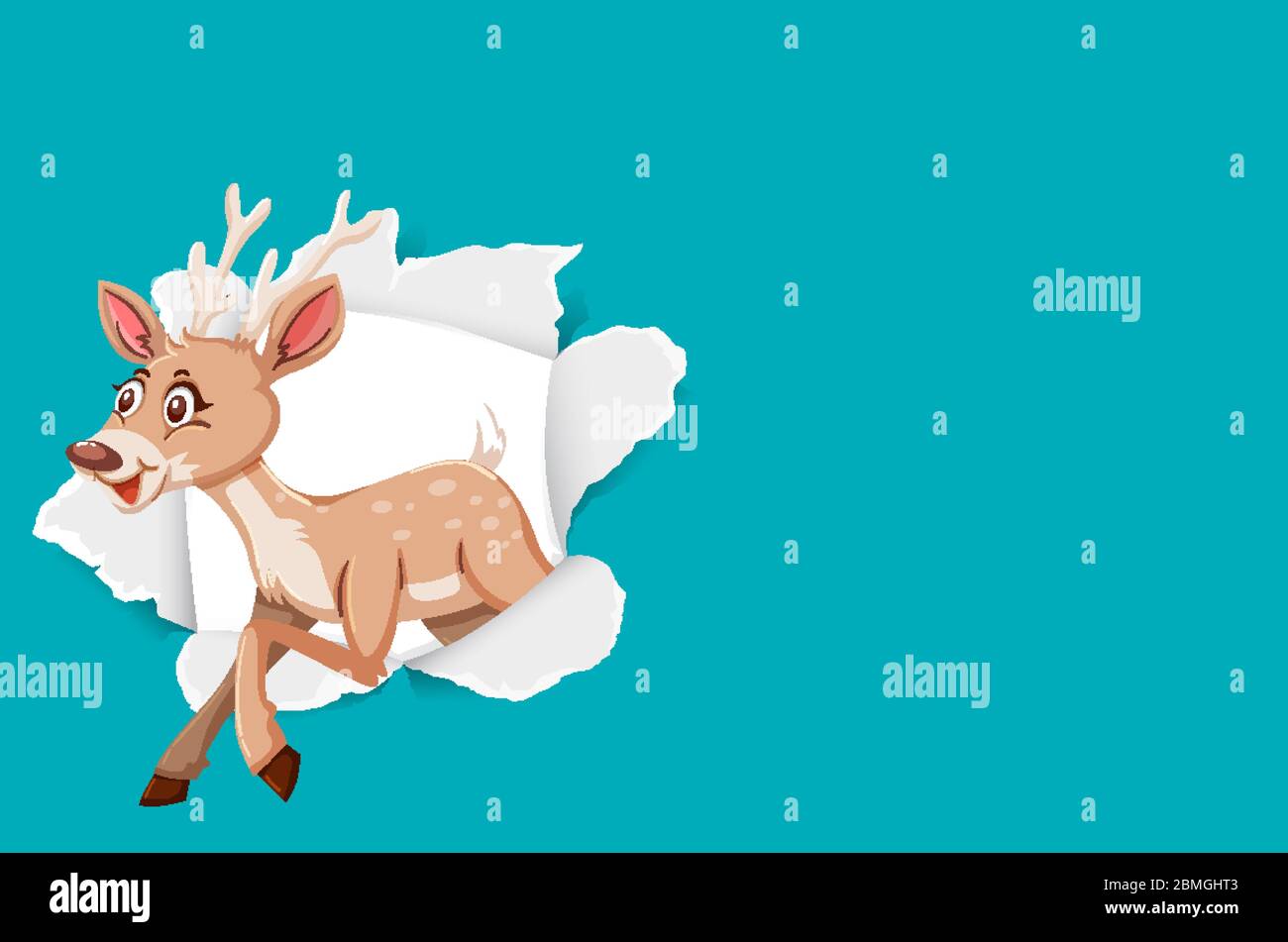 Background template design with wild deer on blue paper illustration ...