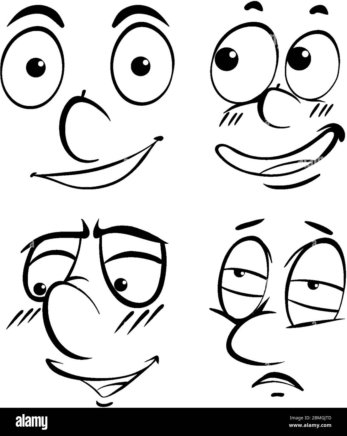 Human faces with different facial expressions illustration Stock Vector ...