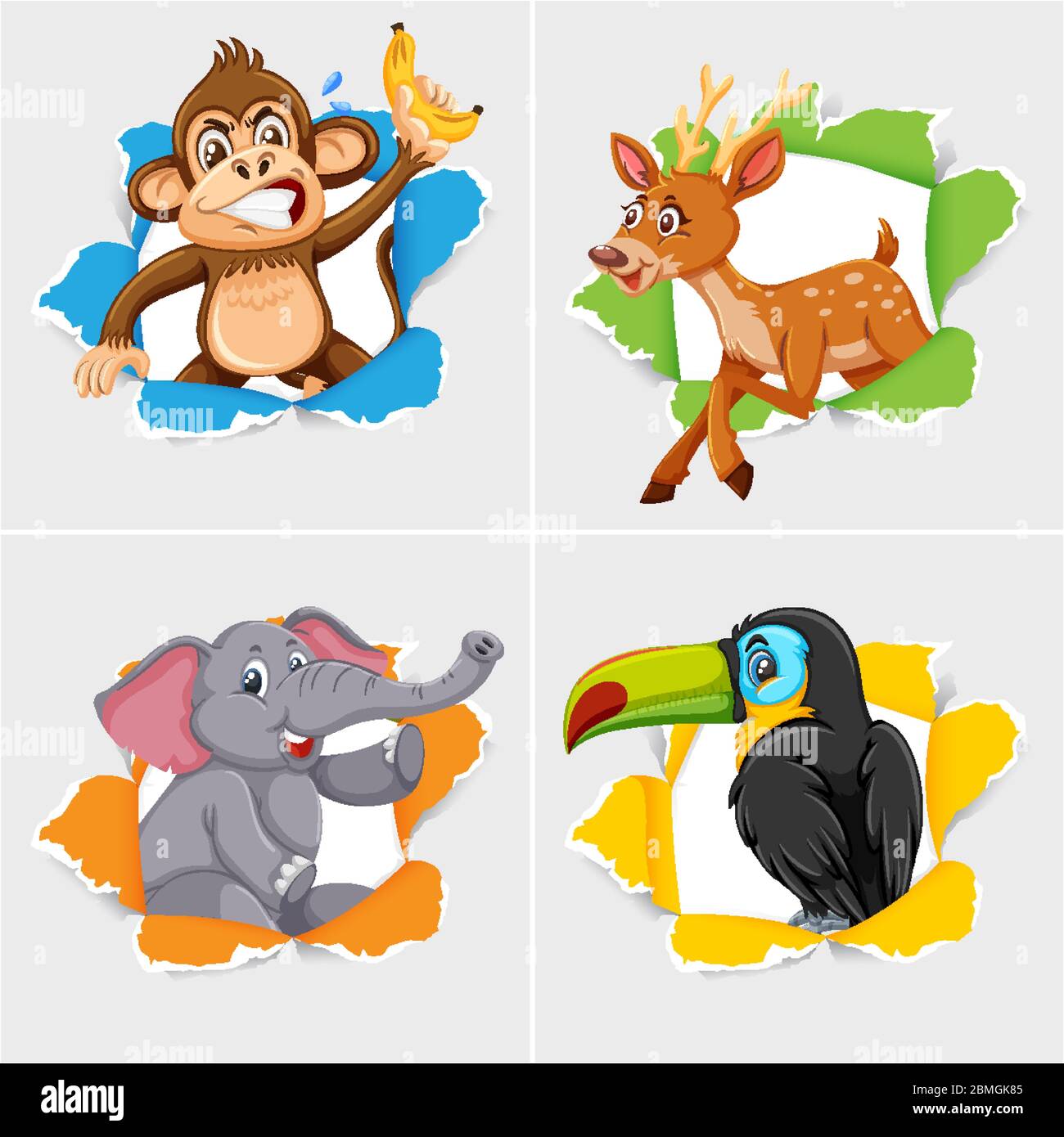 Background template design with wild animals illustration Stock Vector ...