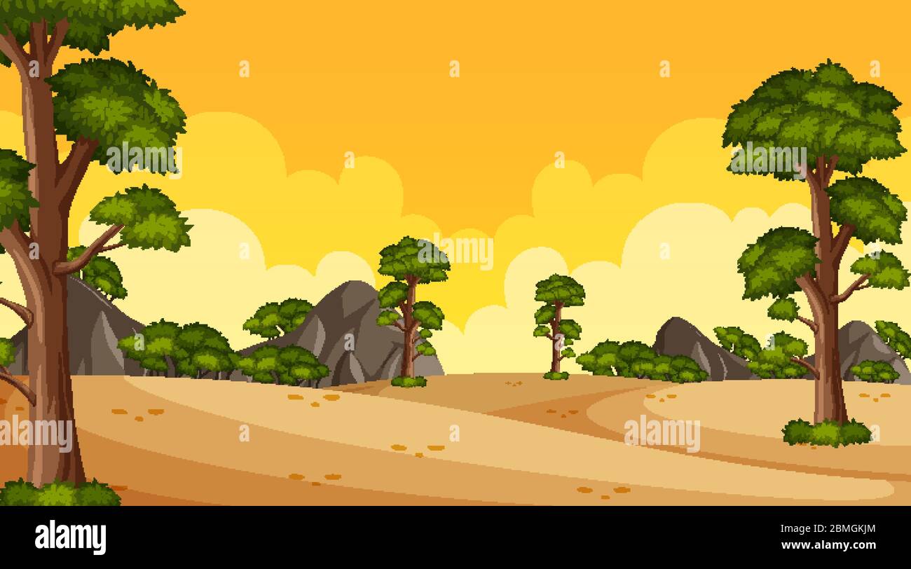 Background scene with many trees in the park illustration Stock Vector ...
