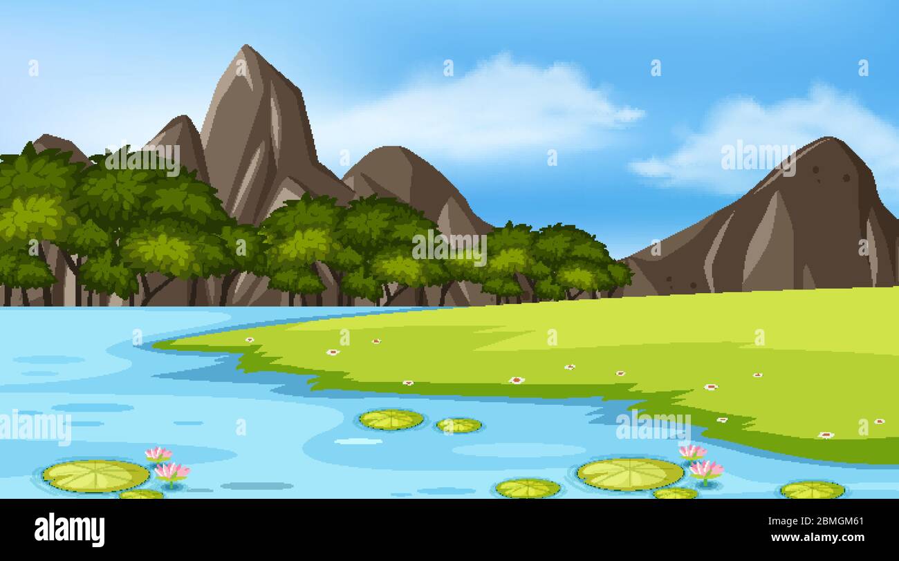 Background scene with many trees in the park illustration Stock Vector ...