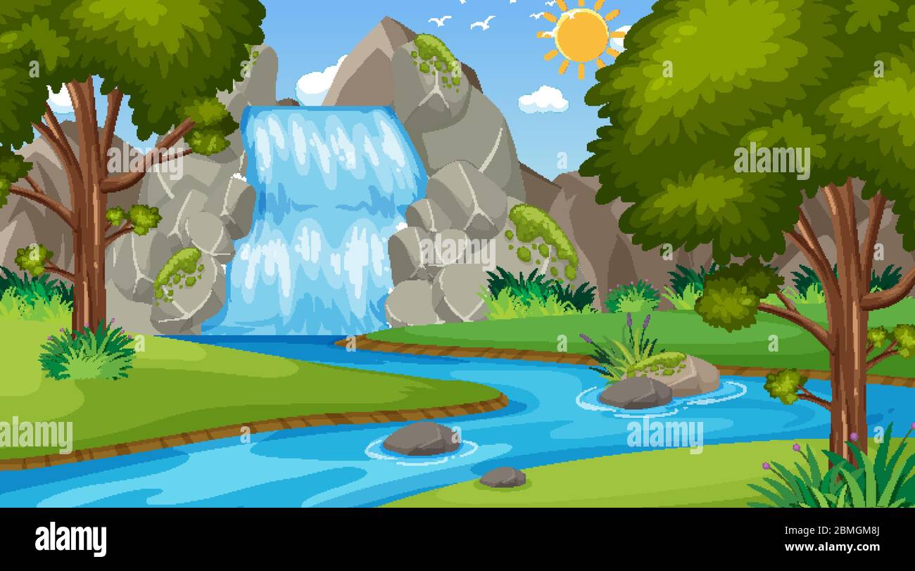 Background scene with many trees in the park illustration Stock Vector ...