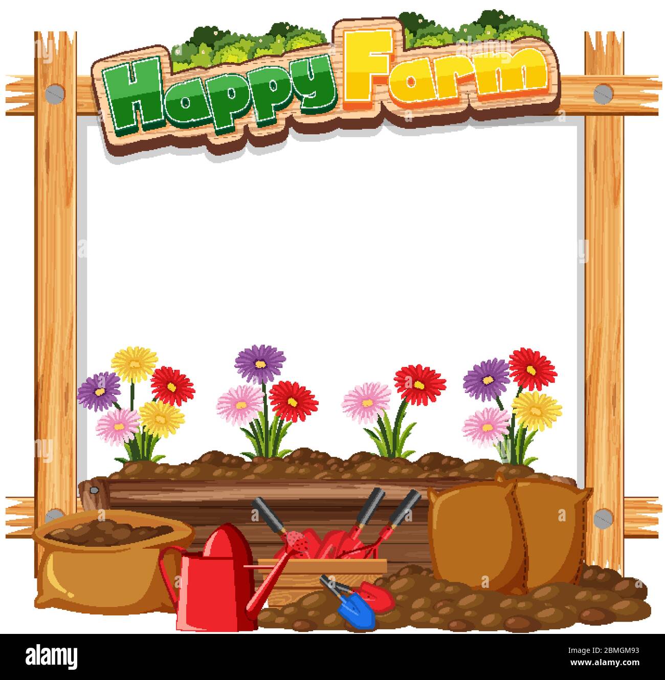 Border frame template with gardening theme background illustration