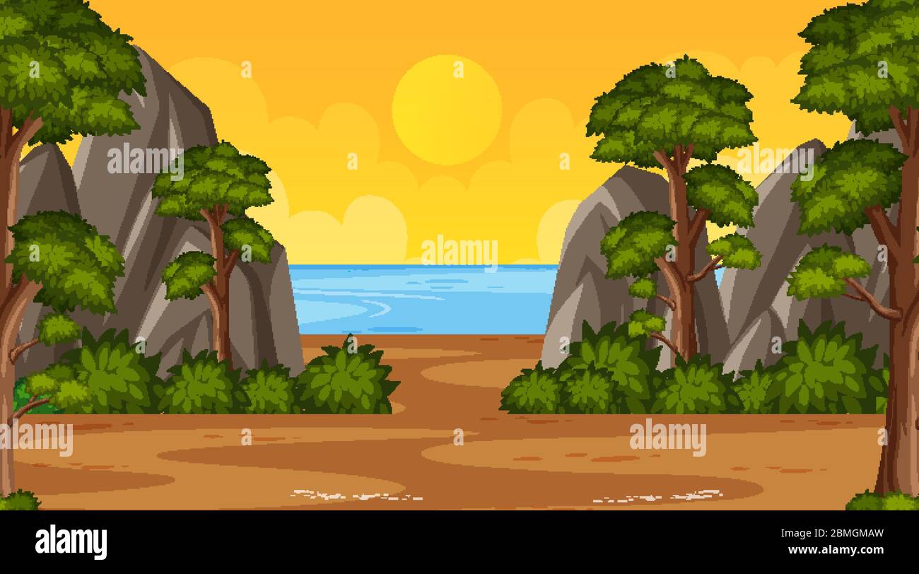 Background scene with many trees in the park illustration Stock Vector ...