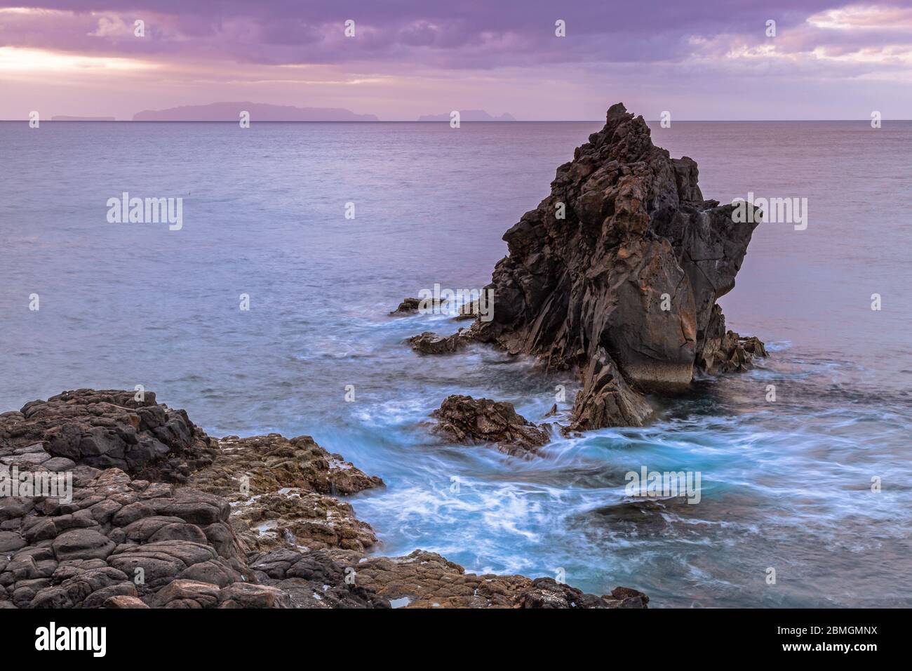 Daybreak on the eastern coast of the Island of Madeira Stock Photo