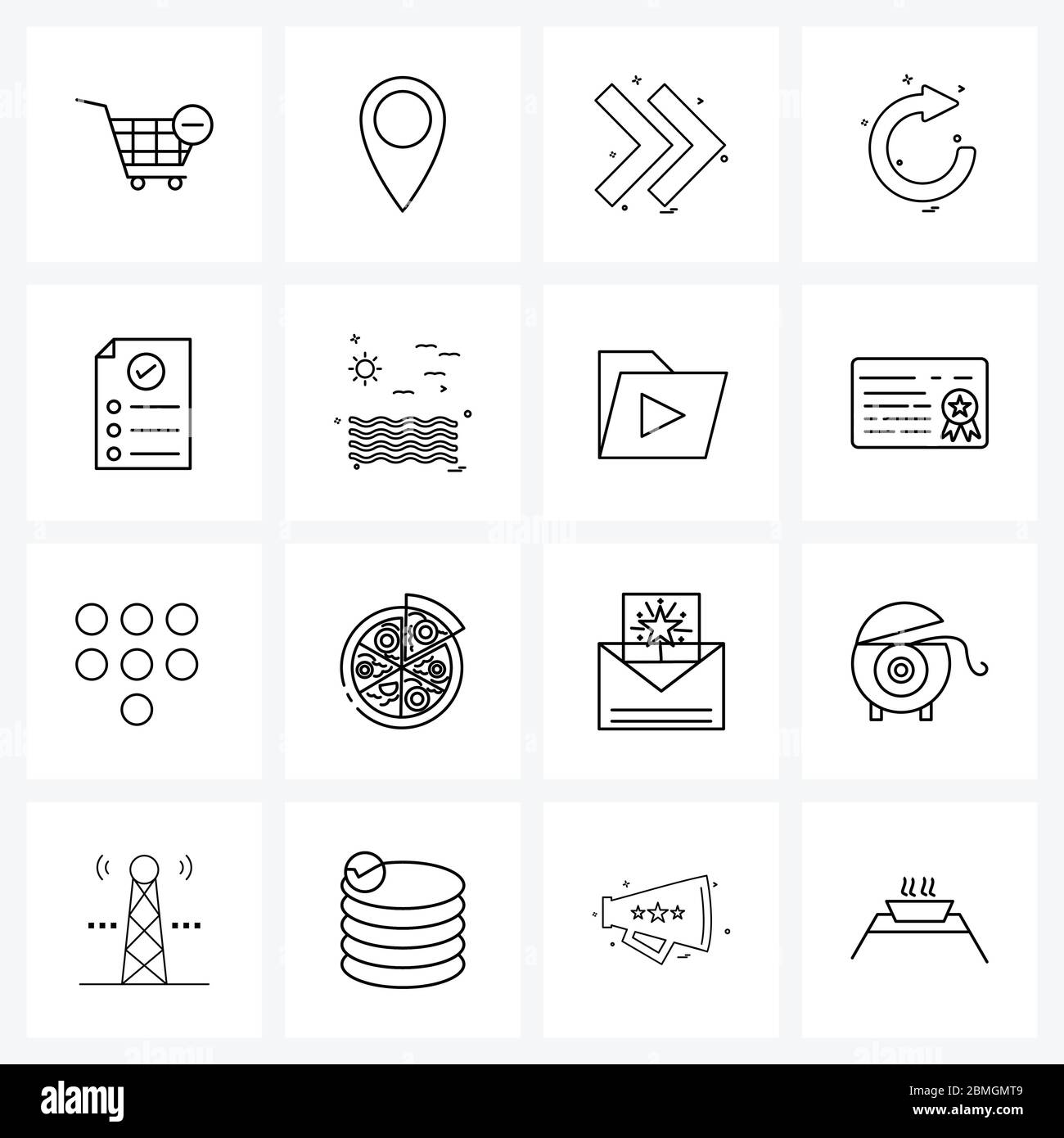 16 Universal Icons Pixel Perfect Symbols of complete, restart